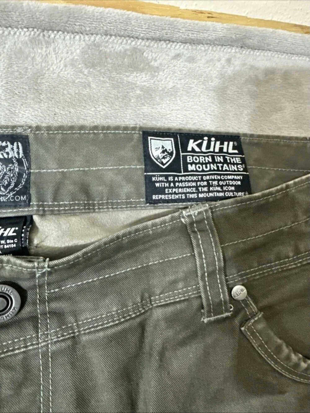 Kuhl rydr pants mens 40x30 gray canvas hiking workwear rugged outdoor